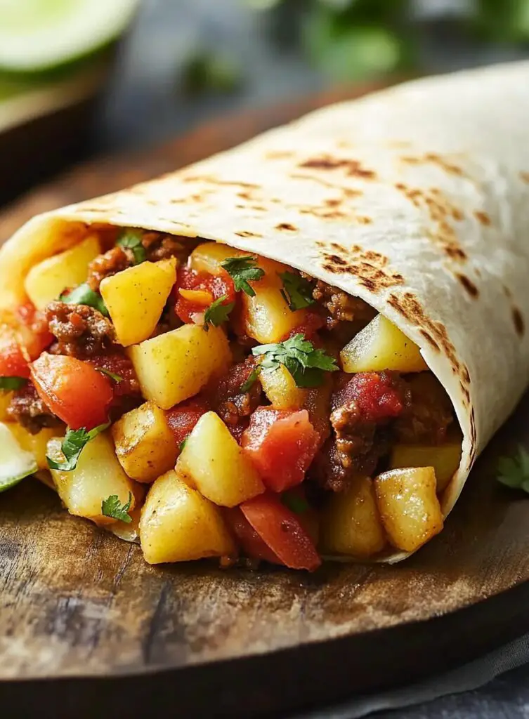 Breakfast Burritos with Potatoes and Chorizo