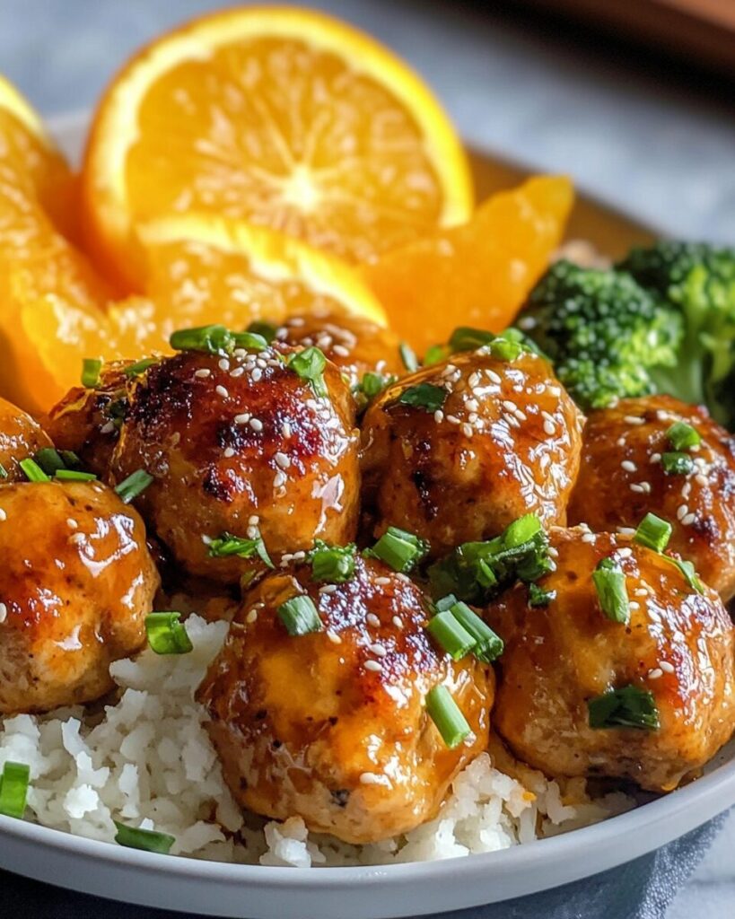 Sticky Honey Orange Chicken Meatballs