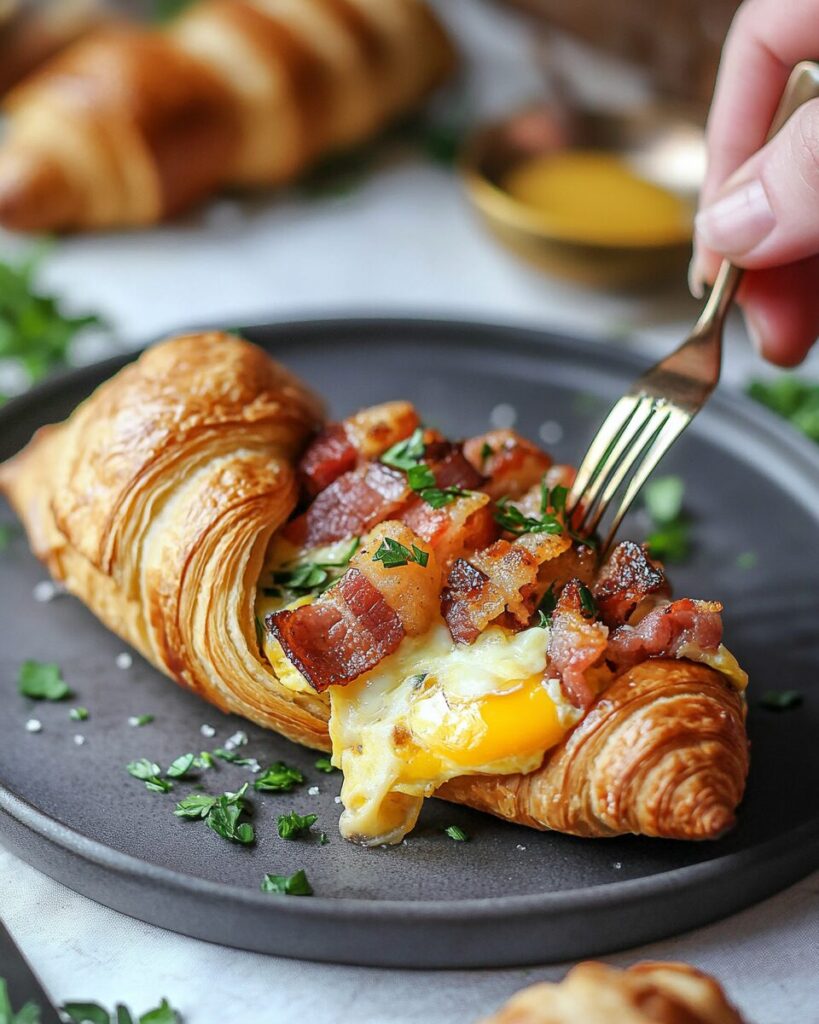Bacon and Egg Croissant Boat