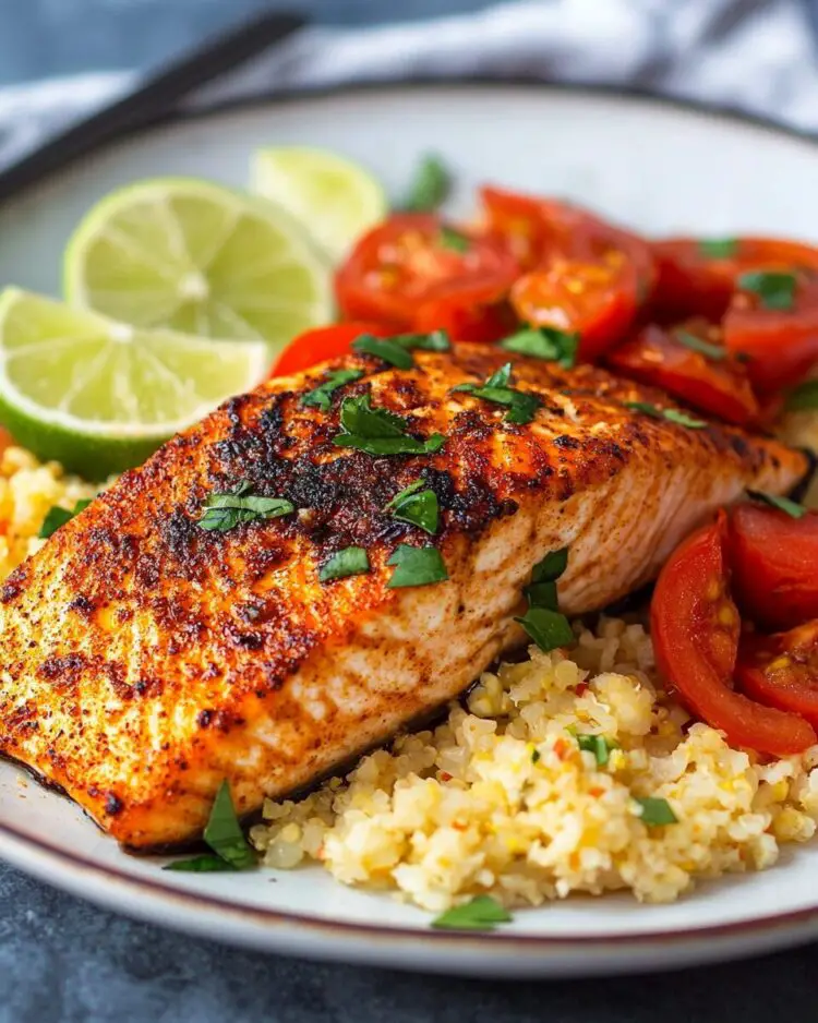 Cajun Lime & Honey Salmon With Tomato Cauliflower Rice