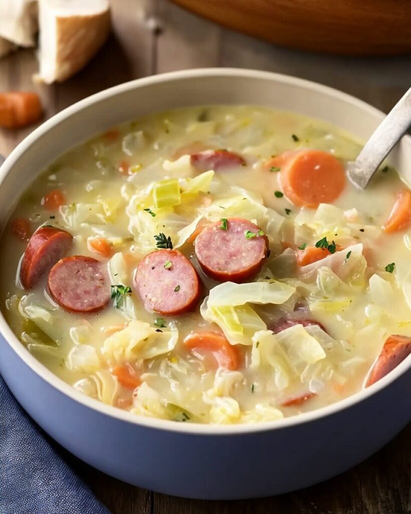 Creamy Cabbage and Kielbasa Soup