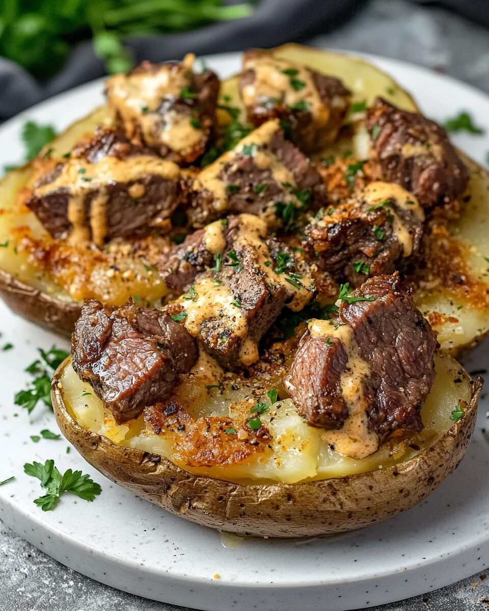 Loaded Baked Potato with Steak Bites