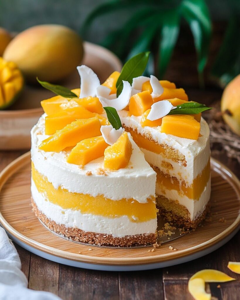 Tropical Mango Coconut Ice Cream Cake