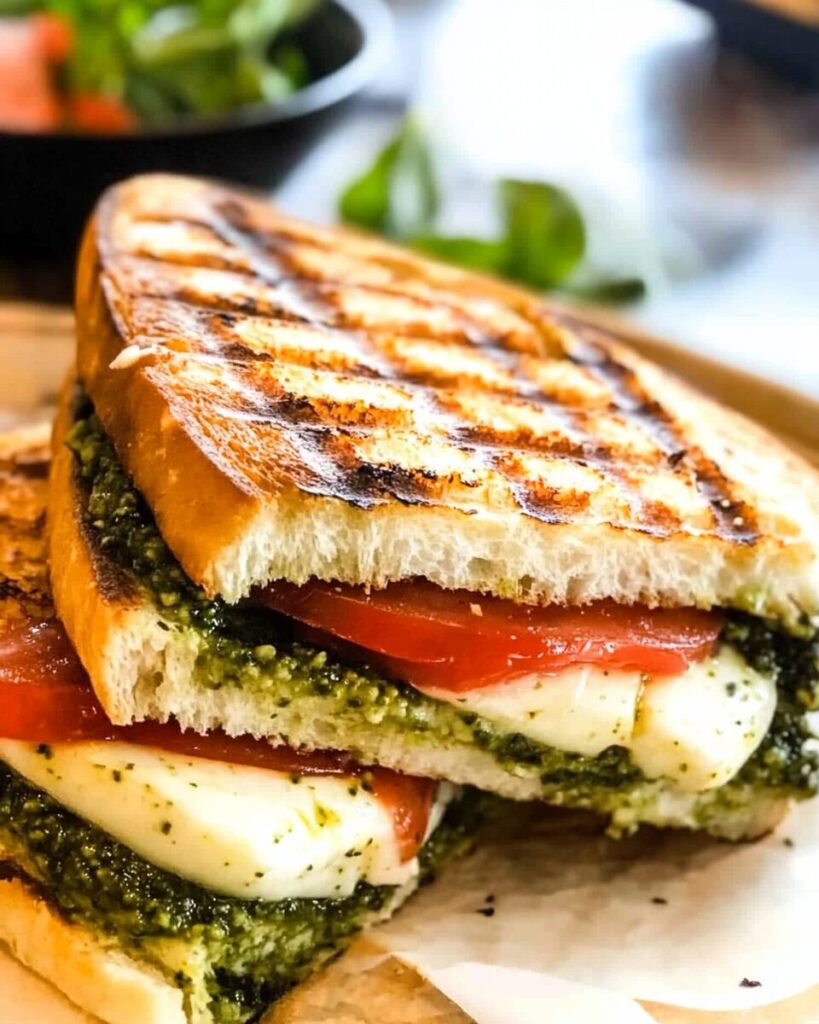 Caprese Sandwich with Basil Pesto Panini
