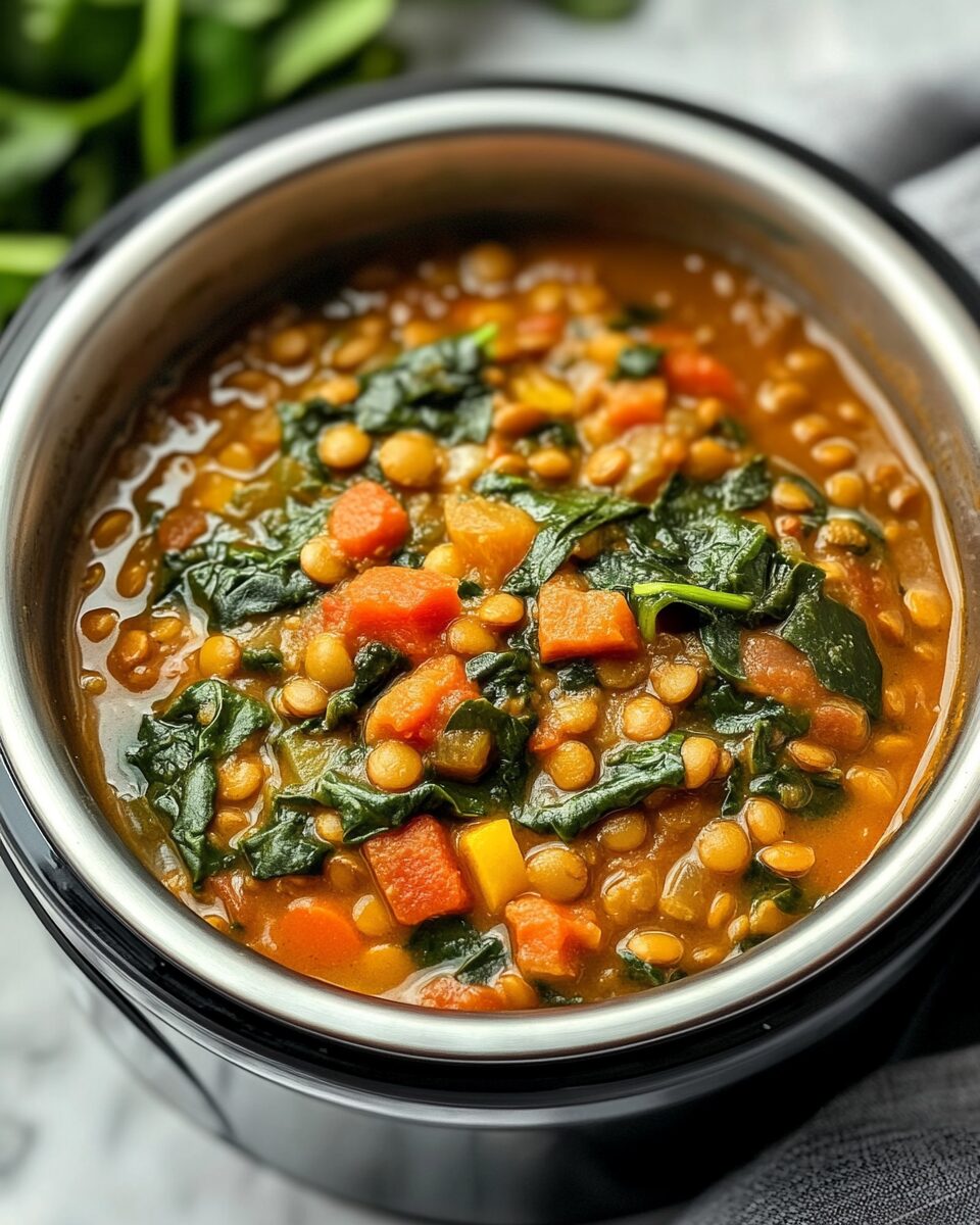 Crockpot Vegan Lentil & Spinach Stew