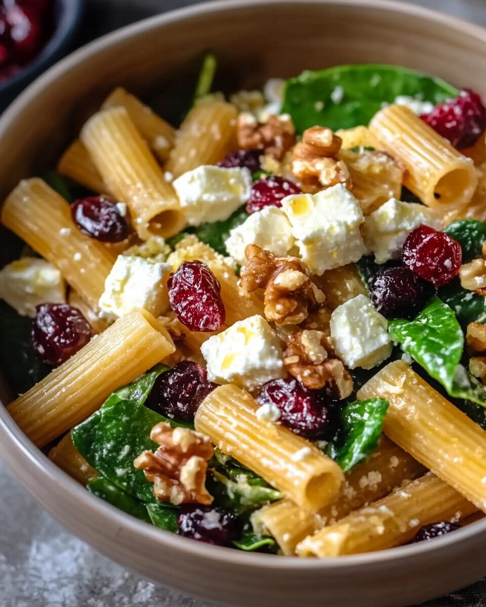 Feta & Cranberry Rigatoni Salad with Lemon Vinaigrette