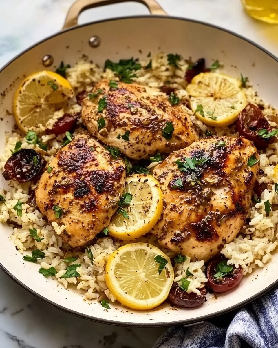 One Pan Greek Chicken and Lemon Rice