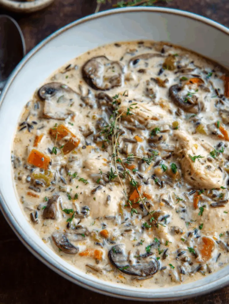 Creamy Mushroom Chicken and Wild Rice Soup