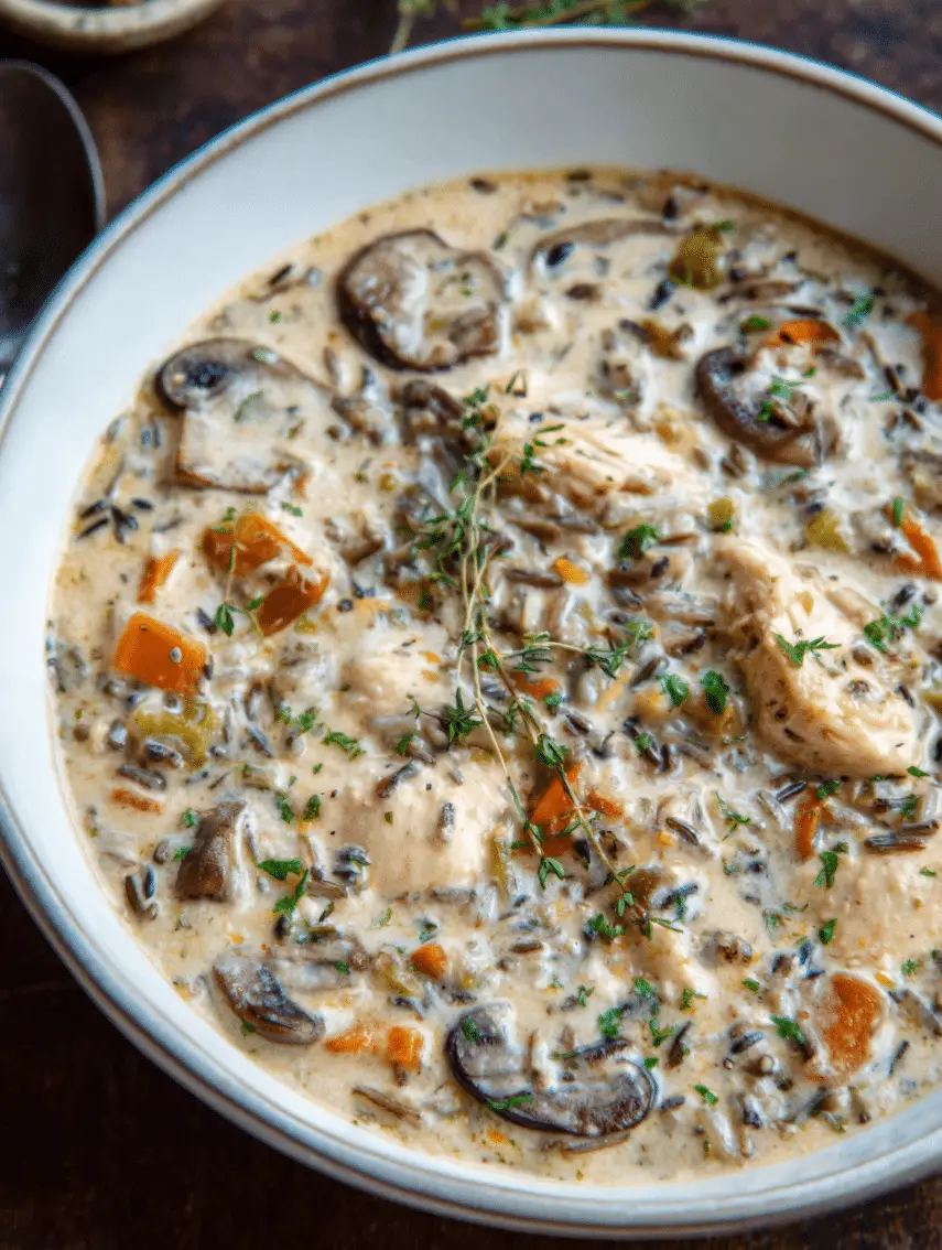 Creamy Mushroom Chicken and Wild Rice Soup