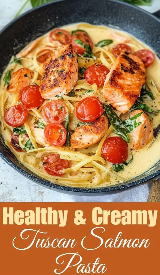 Healthy & Creamy Tuscan Salmon Pasta