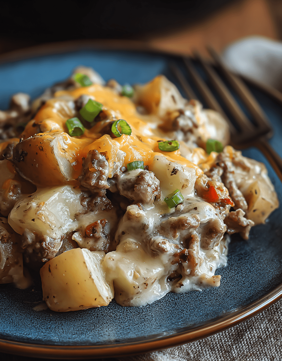 Crockpot Cheesesteak Potato Casserole