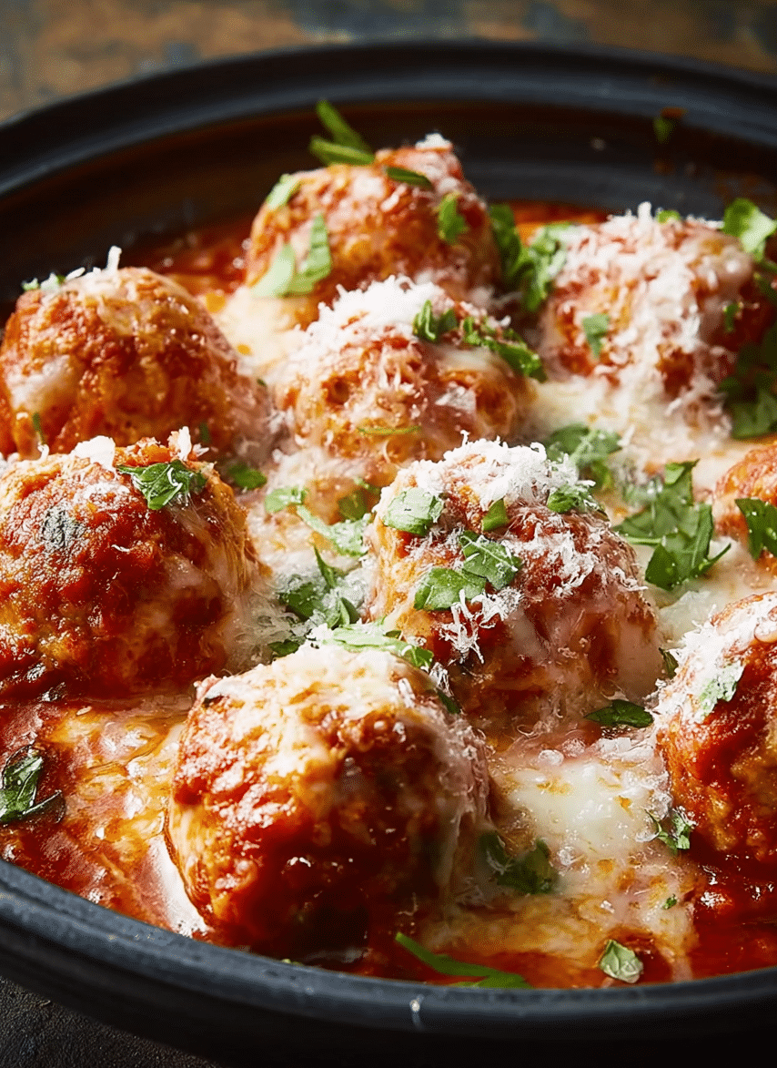 Slow Cooker Chicken Parm Meatballs