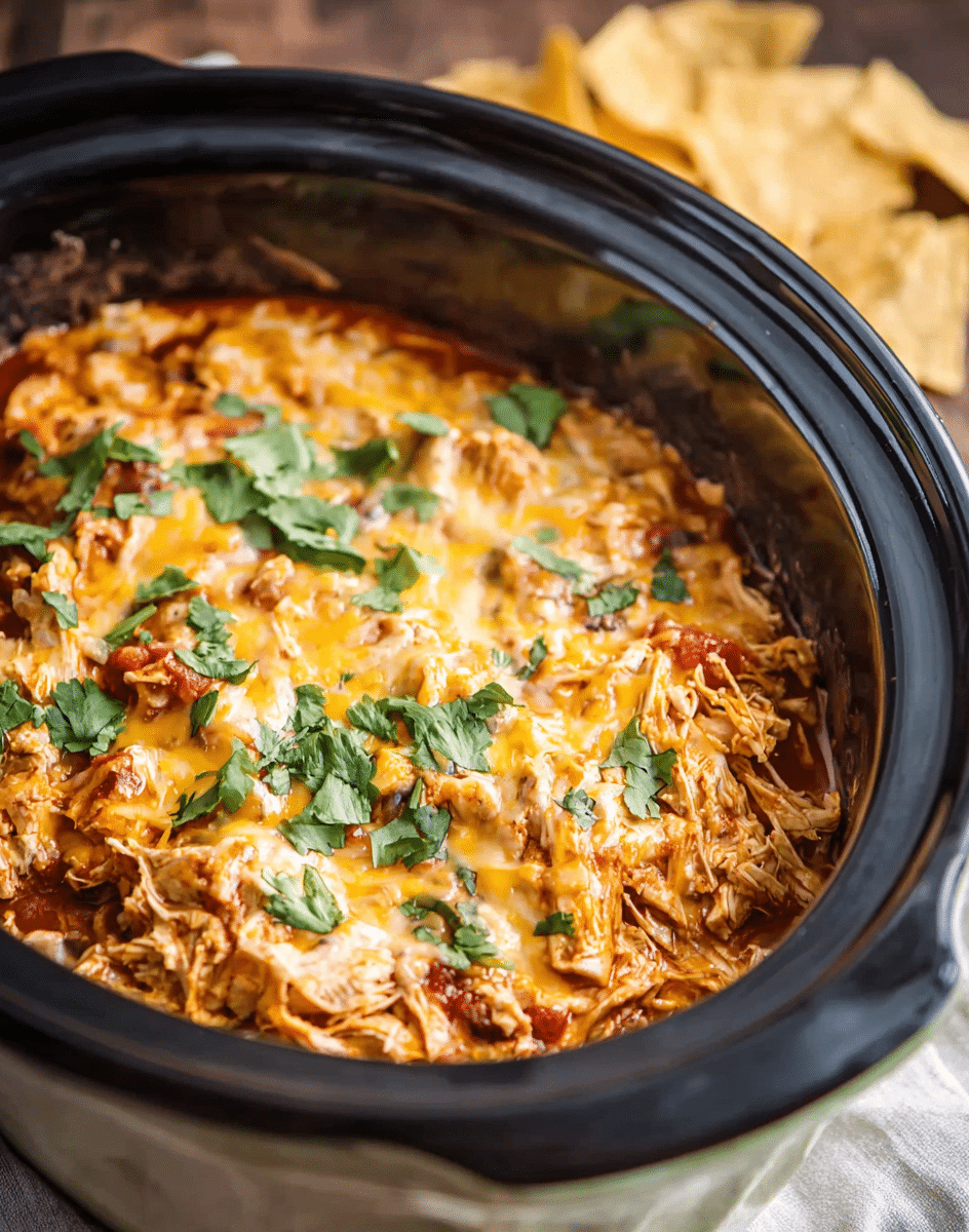 Crockpot Chicken Enchilada Casserole