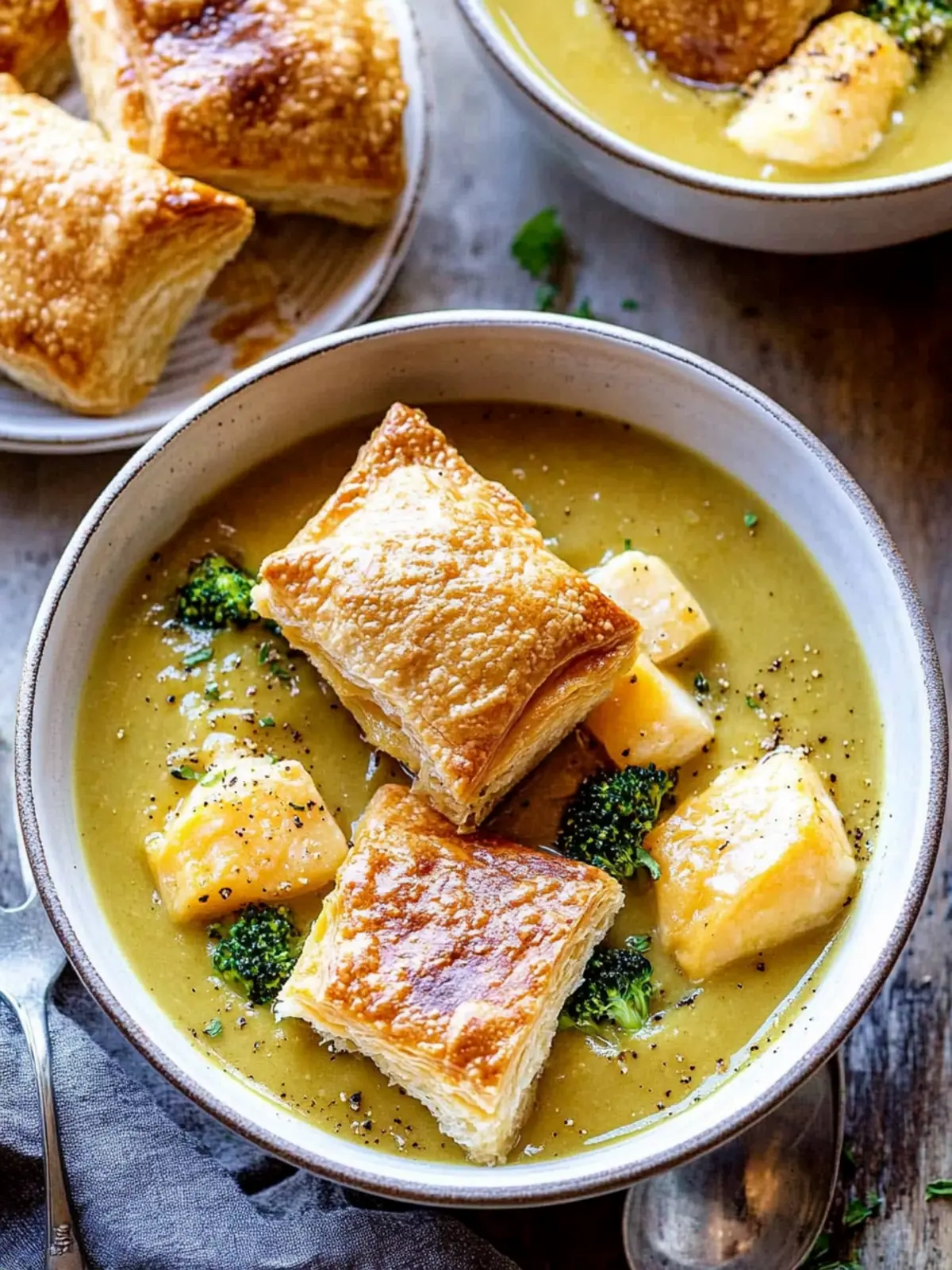 Creamy Broccoli and Butternut Squash Soup with Cheddar Brie Delights 2 Creamy Broccoli and Butternut Squash Soup with Cheddar Brie Pastries
