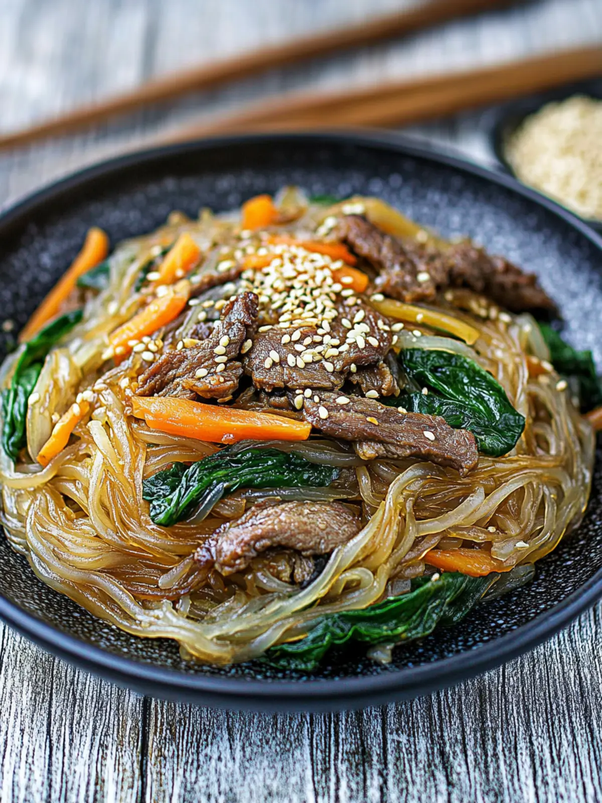 Delicious Japchae: Korean Stir-Fried Sweet Potato Noodles You’ll Love 5 Japchae (Korean Stir-Fried Sweet Potato Noodles)