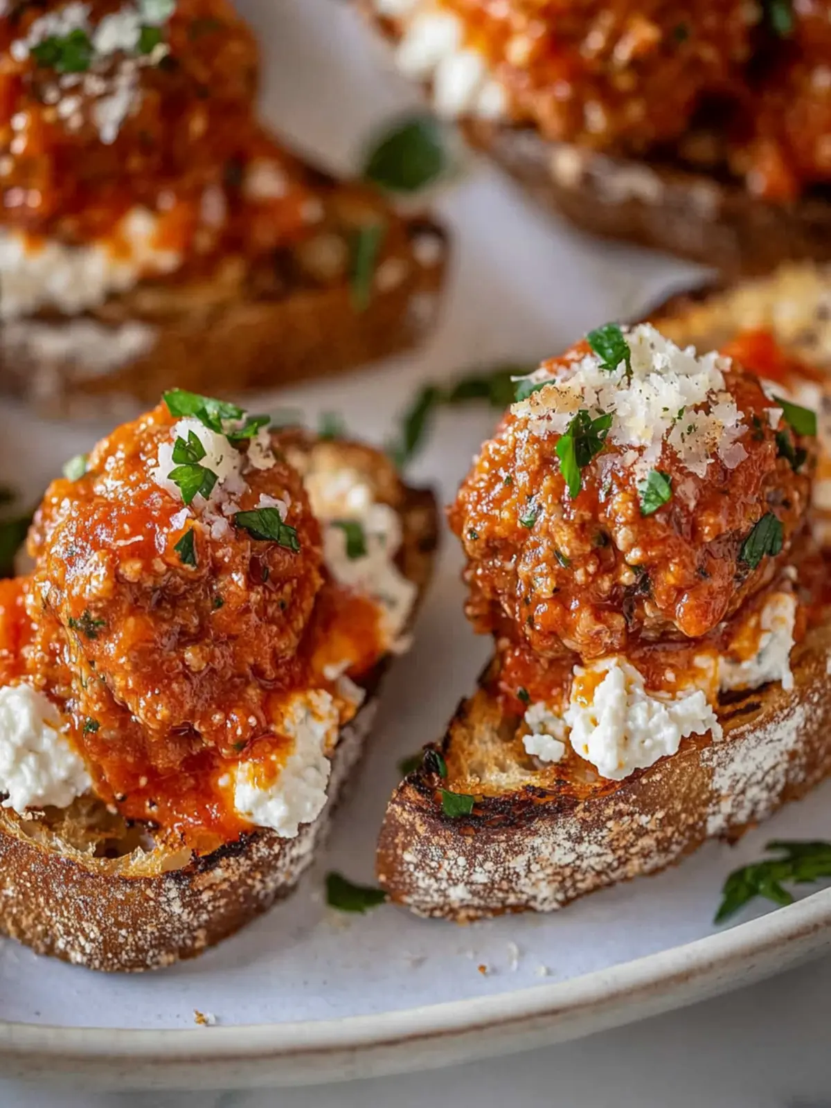 Vodka Sauce Meatballs on Ricotta Toast: A Cozy Delight 2 Vodka Sauce Meatballs on Ricotta Toast