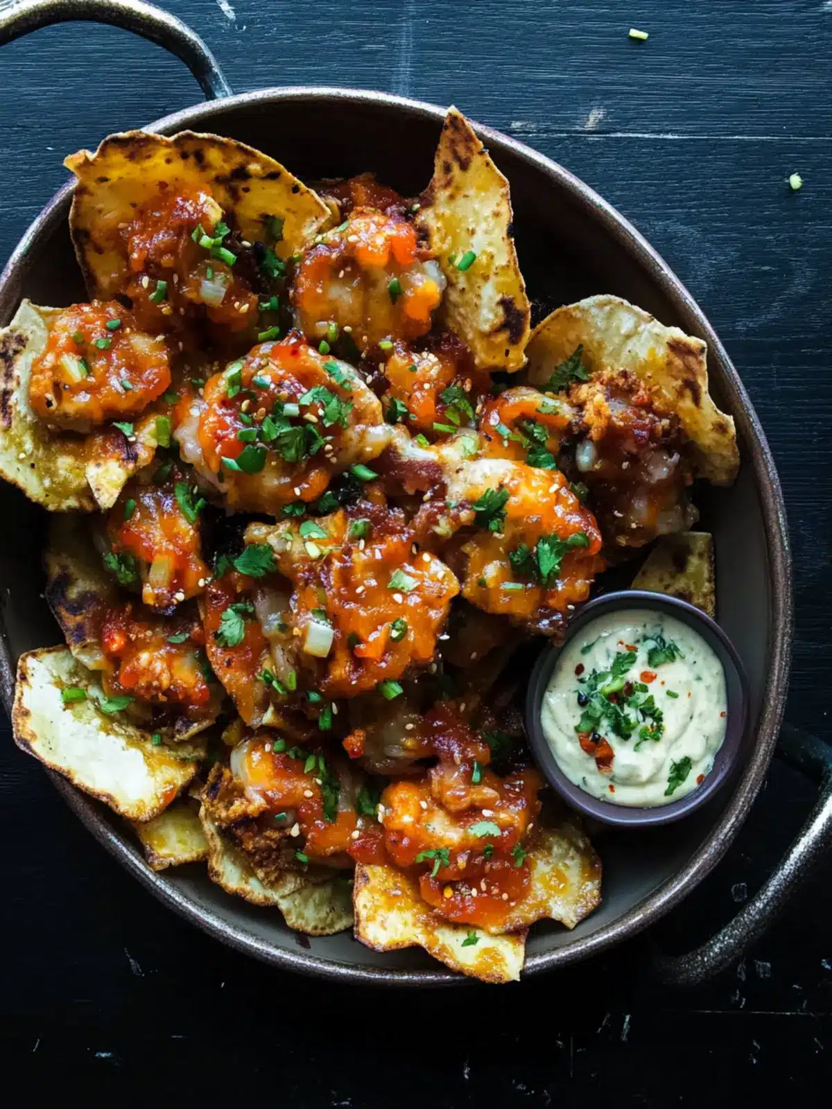 Fried Pork Dumpling Kimchi Nachos: A Flavor Explosion! 2 FRIED PORK DUMPLING + KIMCHI NACHOS
