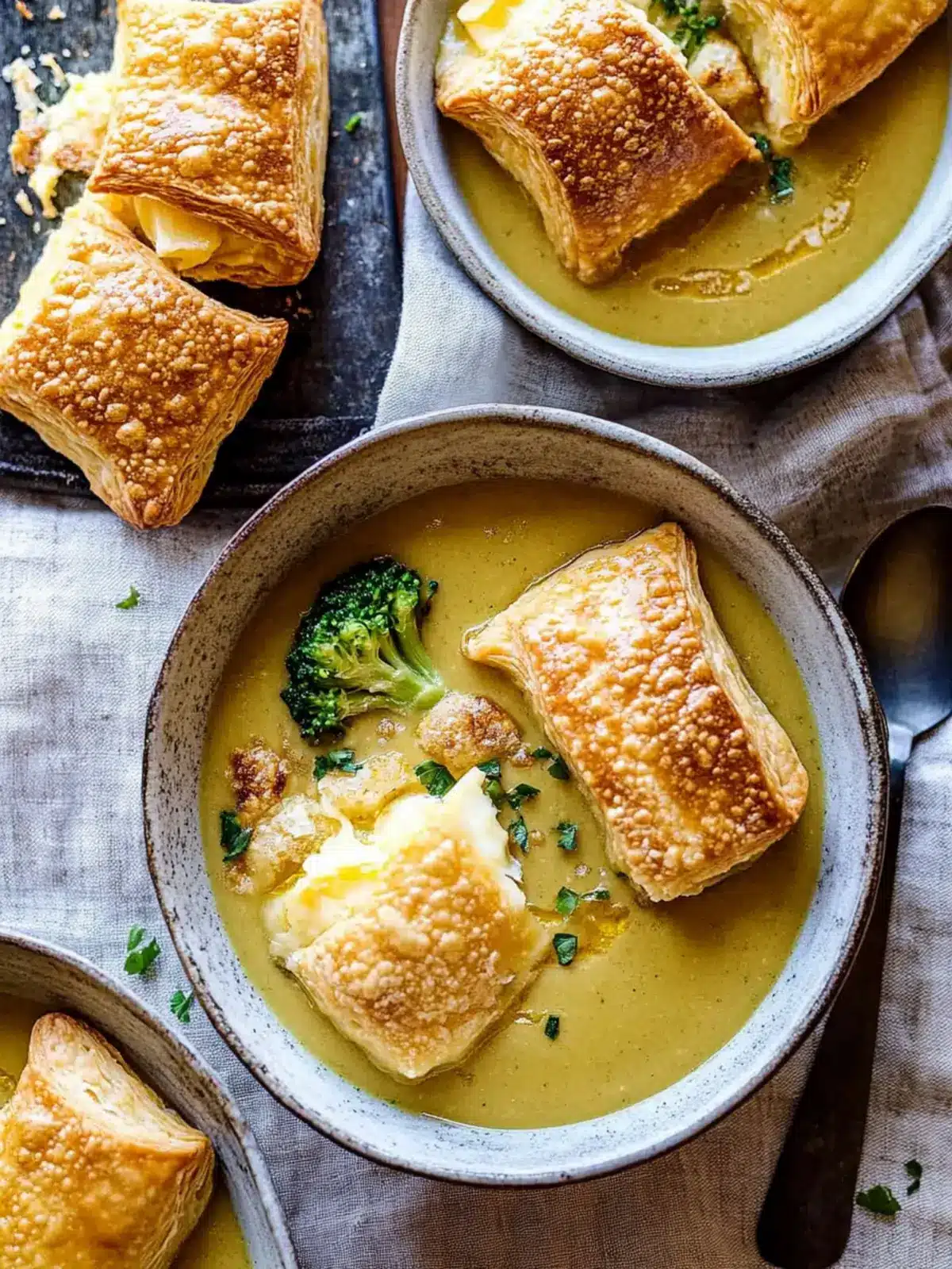 Creamy Broccoli and Butternut Squash Soup with Cheddar Brie Delights 3 Creamy Broccoli and Butternut Squash Soup with Cheddar Brie Pastries