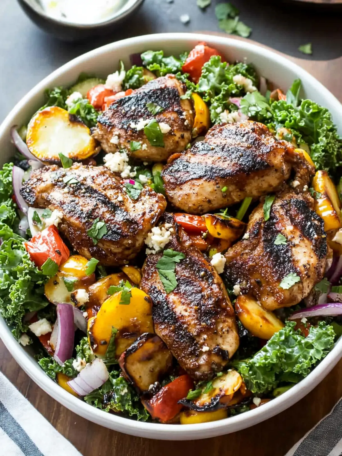 Juicy Pollo Asado with Charred Vegetable Kale Salad Delight 5 Pollo Asado and Charred Vegetable Massaged Kale Salad