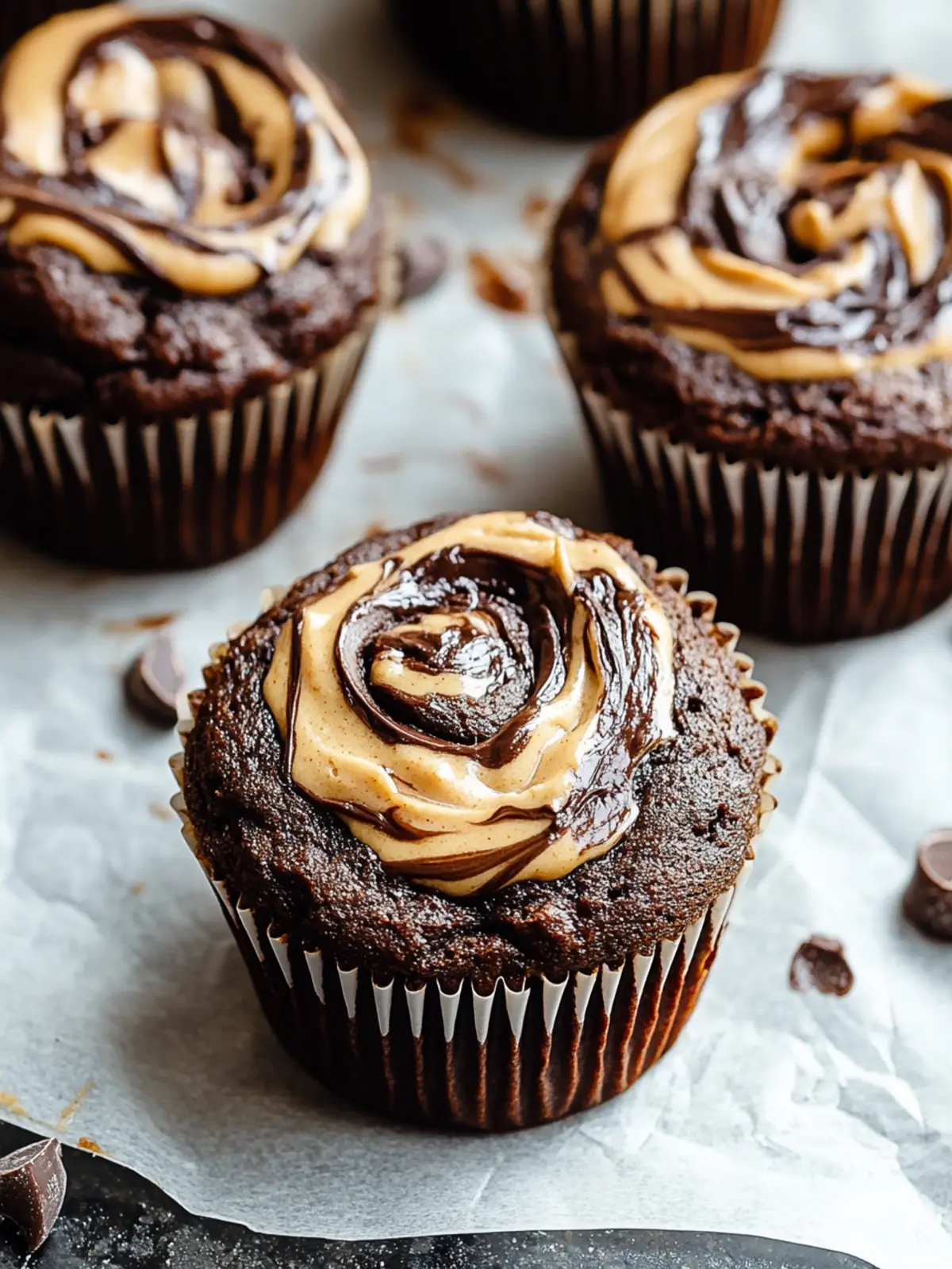 Chocolate Peanut Butter Swirl Muffins [35 Minutes]