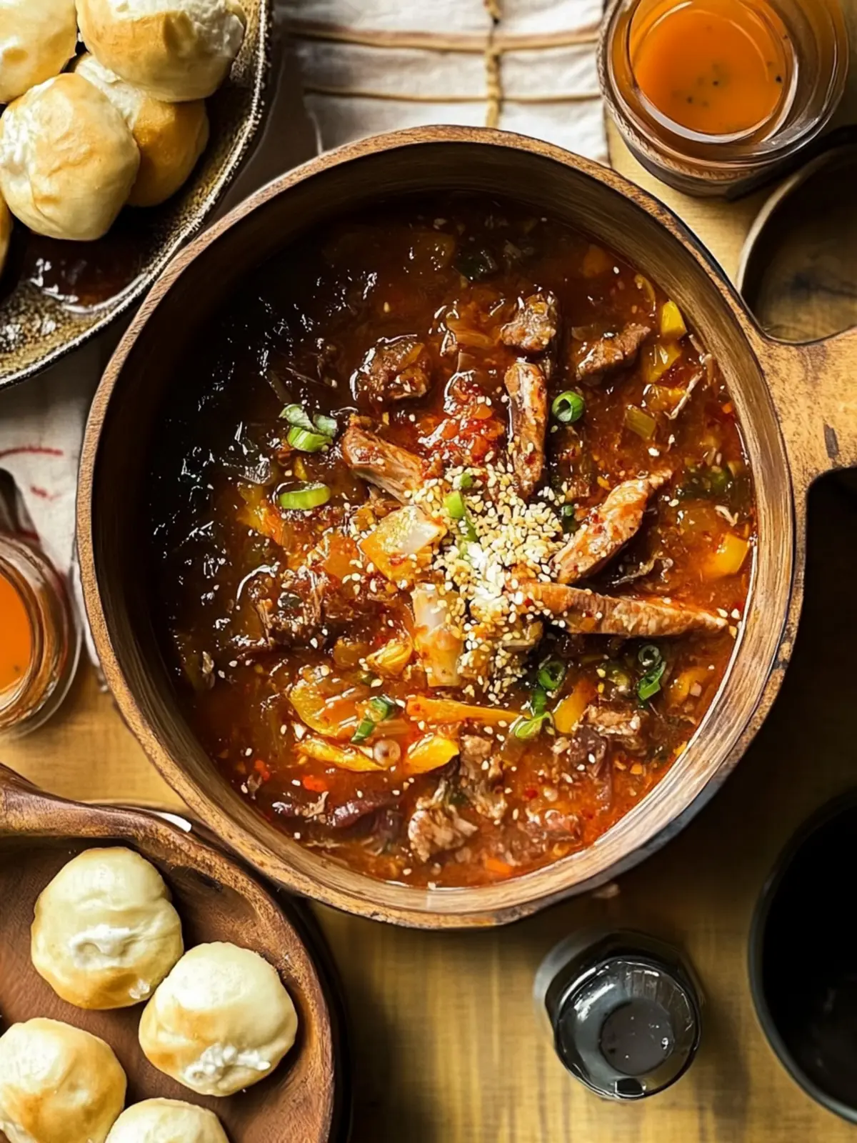 Hearty Pork and Kimchi Stew with Sweet Buns and Labne Bliss 3 pork and kimchi stew, and sweet buns with labne and passion fruit