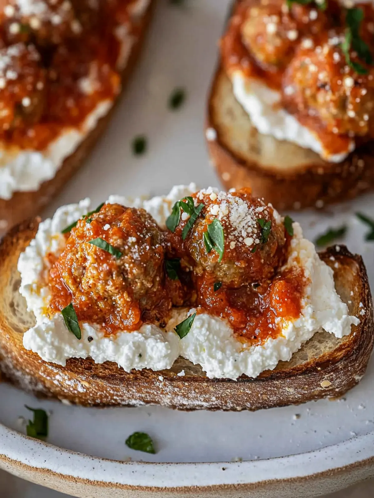Vodka Sauce Meatballs on Ricotta Toast: A Cozy Delight 3 Vodka Sauce Meatballs on Ricotta Toast