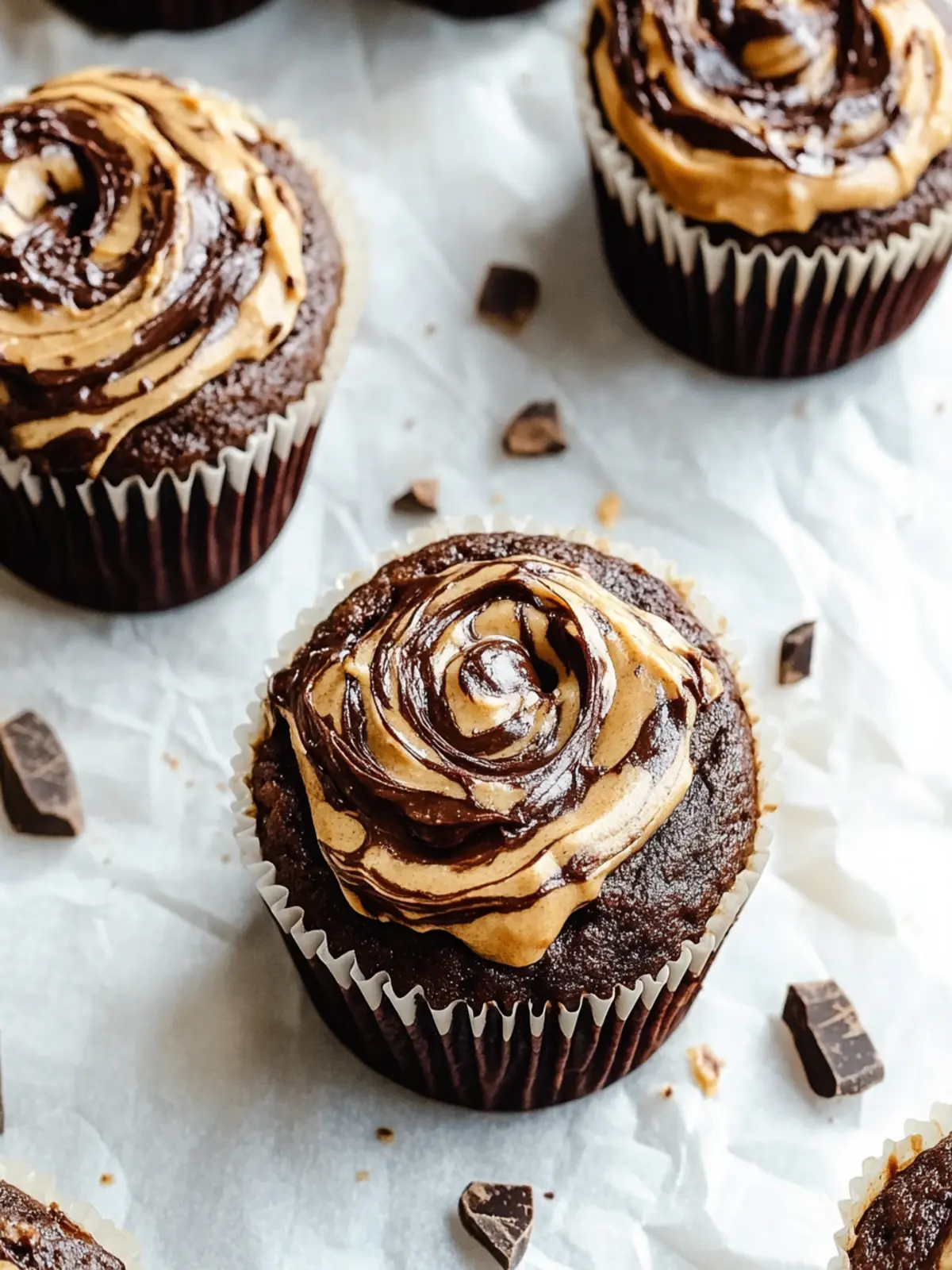 Chocolate Peanut Butter Swirl Muffins [35 Minutes]