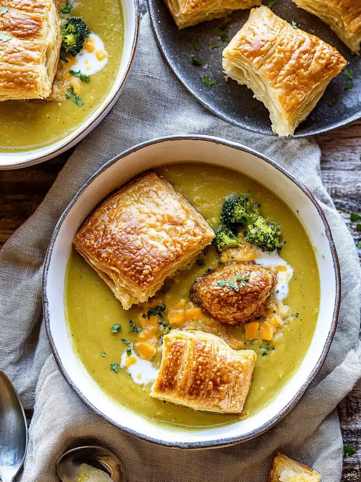 Creamy Broccoli and Butternut Squash Soup with Cheddar Brie Delights 4 Creamy Broccoli and Butternut Squash Soup with Cheddar Brie Pastries