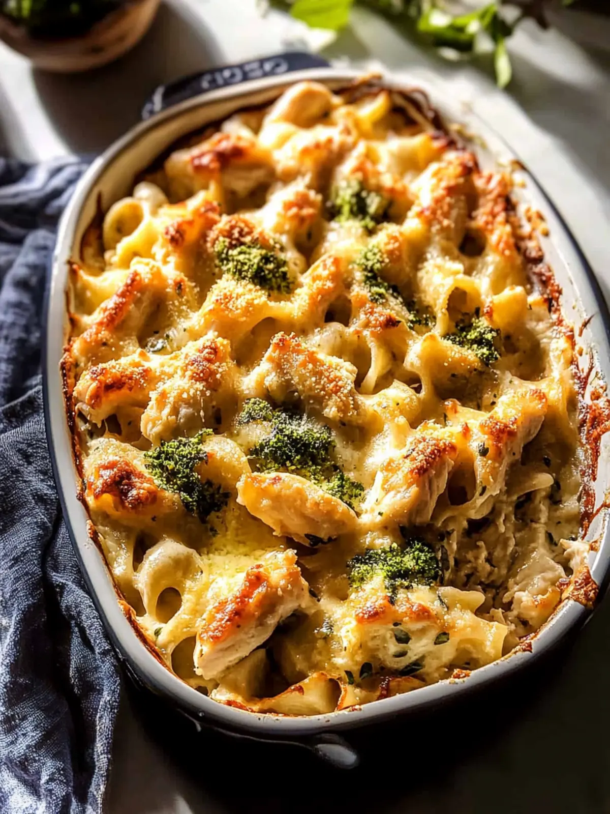 Easy Dump and Bake Chicken Alfredo Noodle Casserole Bliss 5 Dump + Bake Chicken Alfredo Noodle Casserole