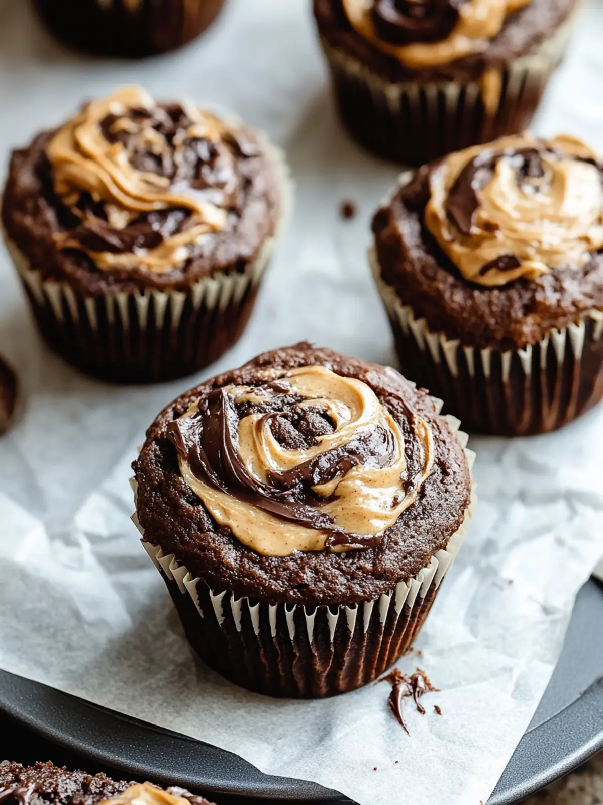 Chocolate Peanut Butter Swirl Muffins [35 Minutes]