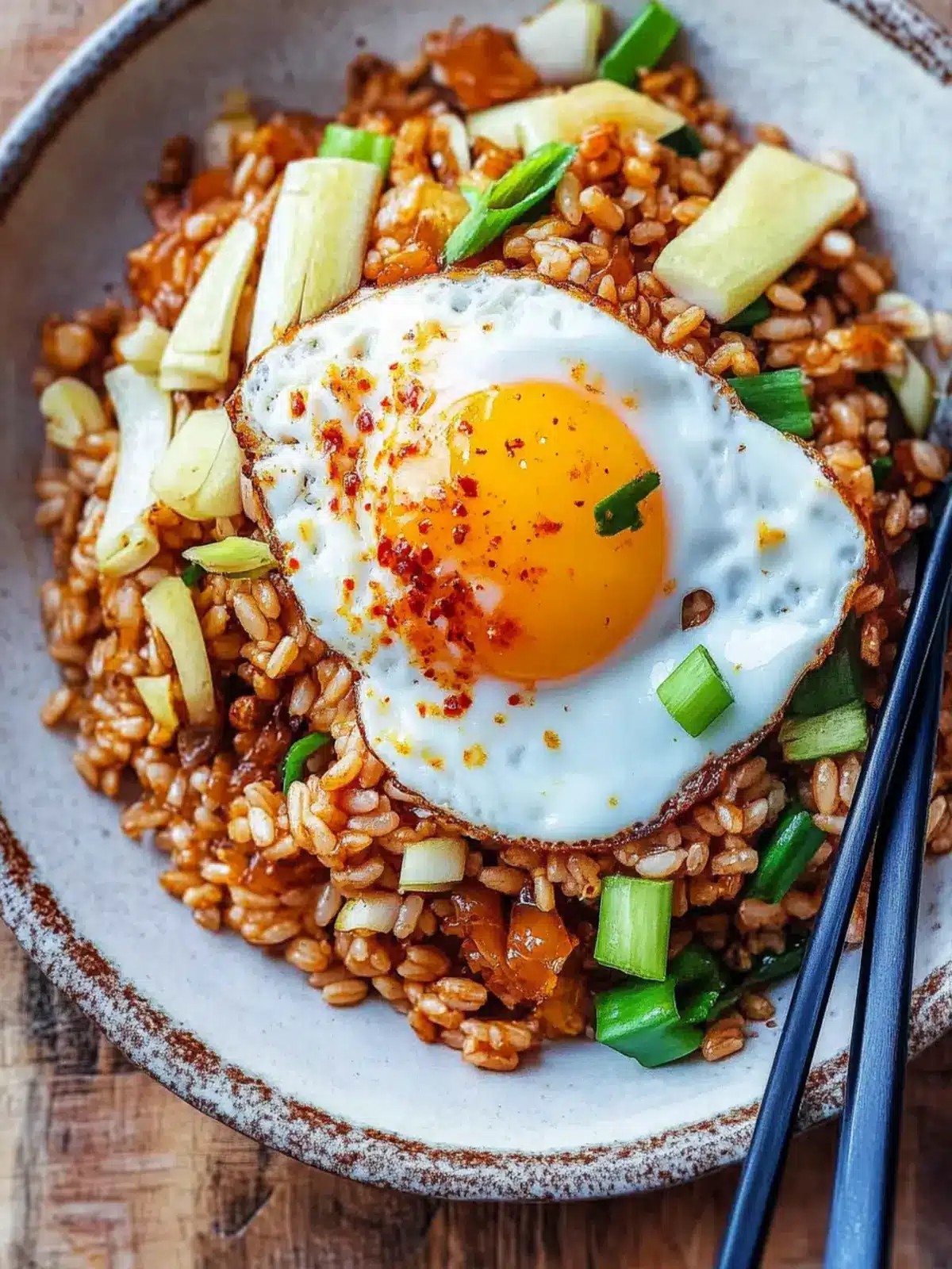 Delicious Kimchi Farro Stir Fry with Chili Oil Fried Egg 4 Kimchi farro stir fry with a chili oil fried egg