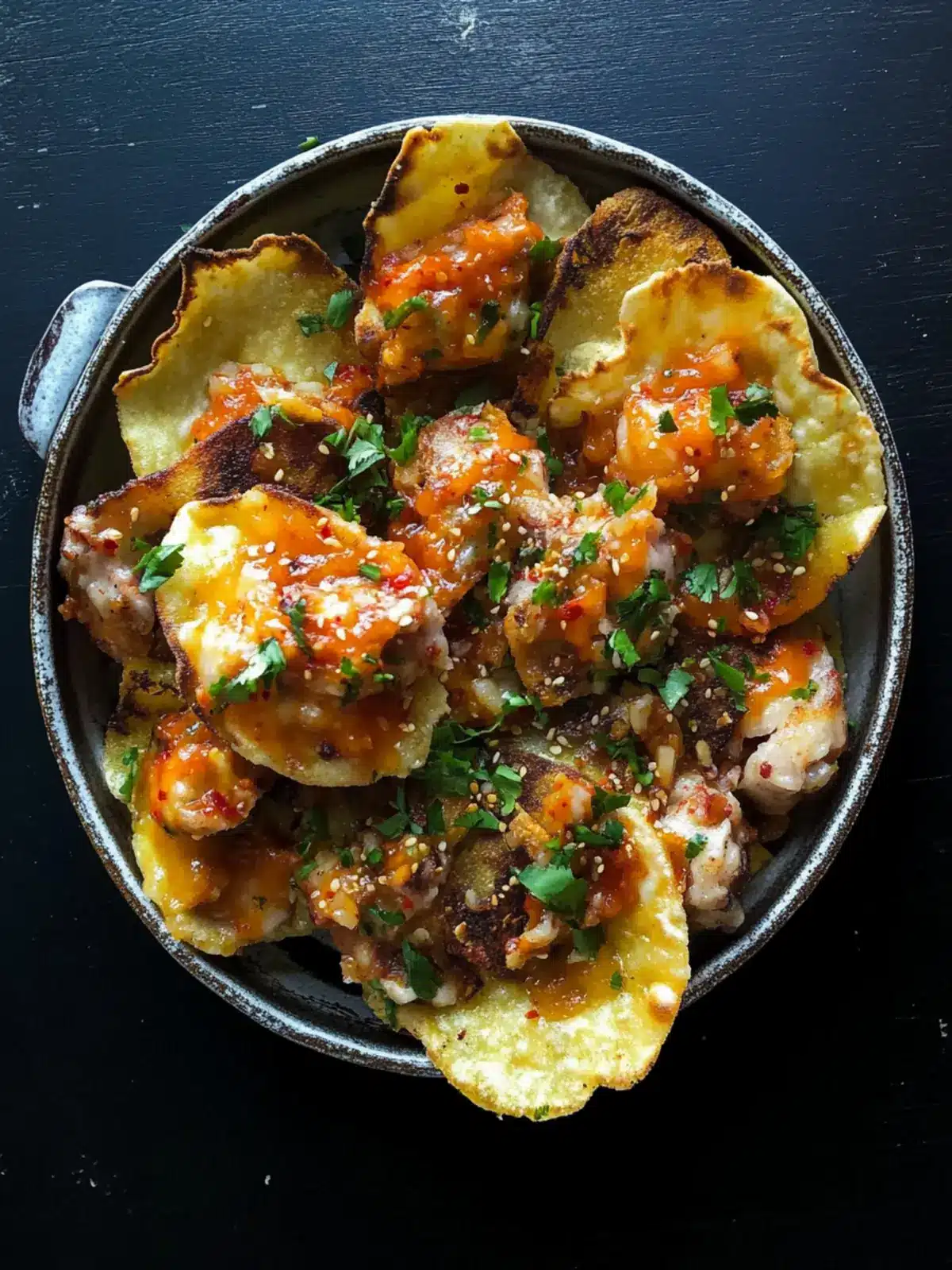 Fried Pork Dumpling Kimchi Nachos: A Flavor Explosion! 5 FRIED PORK DUMPLING + KIMCHI NACHOS