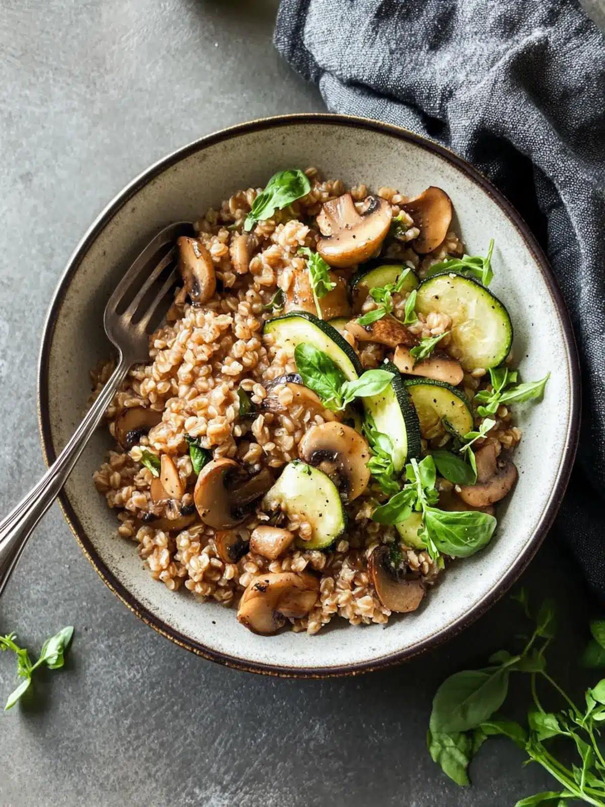Savory Farro with Balsamic Mushrooms & Zucchini Delight 3 Farro with Balsamic Mushrooms & Zucchini