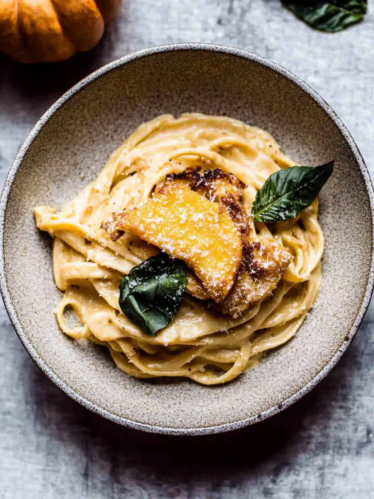 Creamy Brown Butter Pumpkin Fettuccine Alfredo with Fried Cheese 4 Brown Butter Pumpkin Fettuccine Alfredo with Fried Cheese