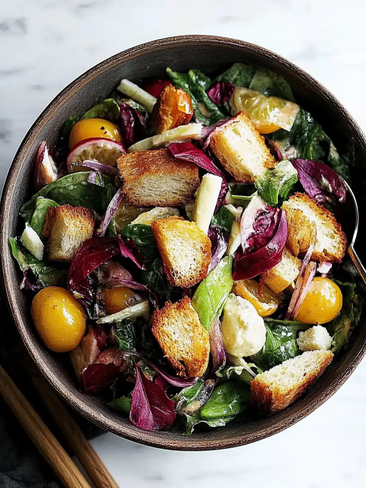 Rustic Winter Salad with Sherry Vinaigrette & Crispy Croutons 5 Rustic Winter Salad with Sherry Vinaigrette & Torn Croutons