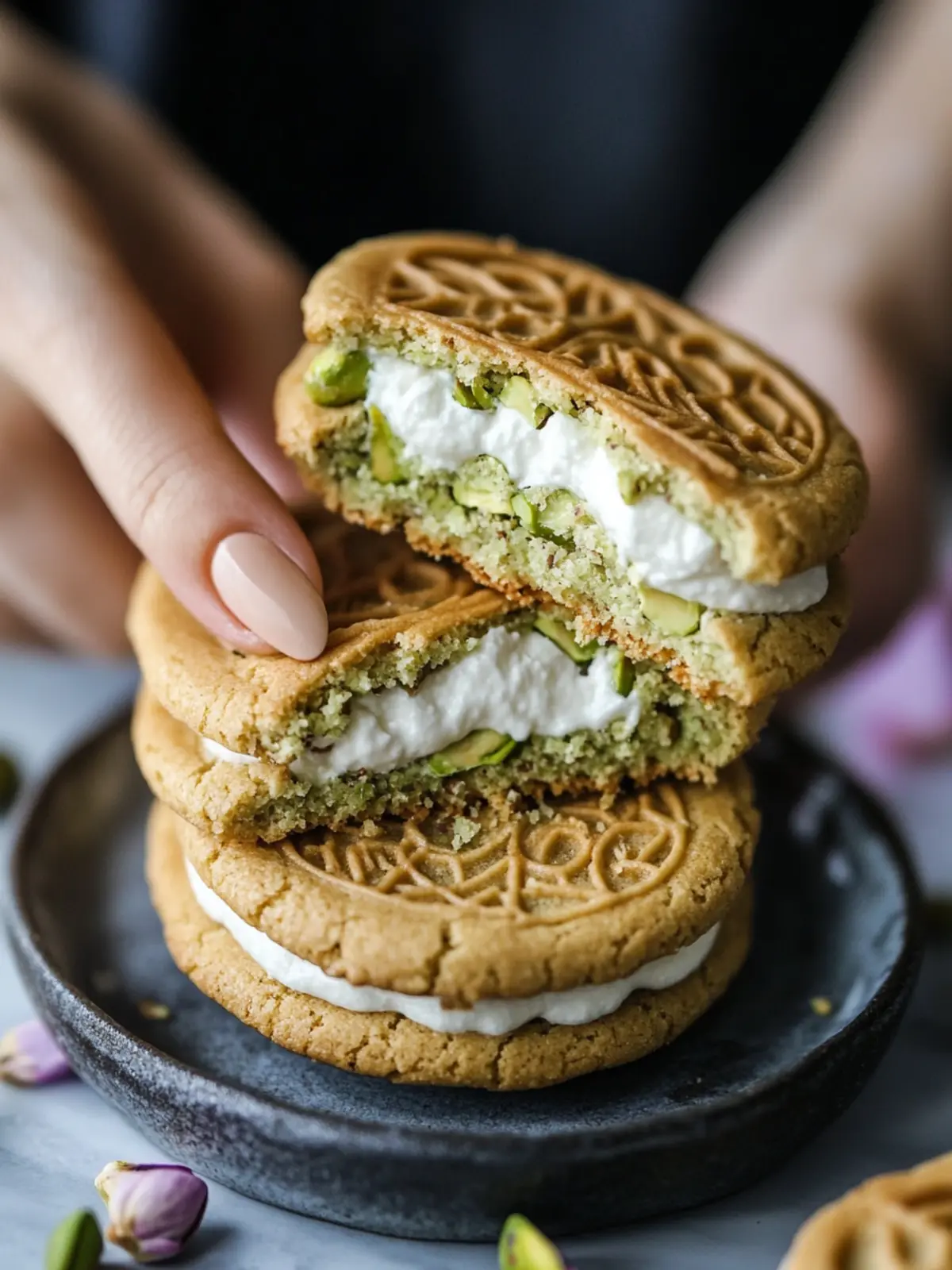 Pistachio Latte Sandwich Cookies with Creamy Indulgence 3 Pistachio Latte Sandwich Cookies