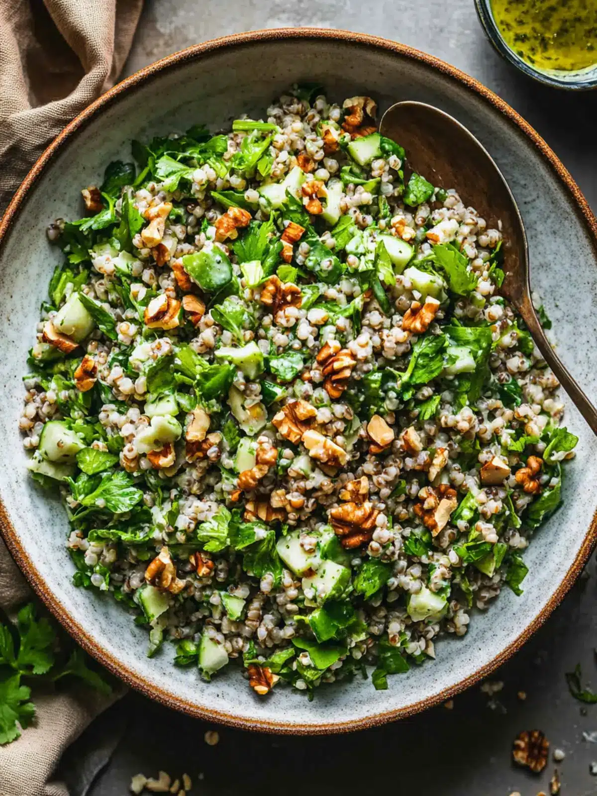 Super Green Grain Salad with Toasted Walnut Dressing Magic 5 Super Green Grain Salad with Toasted Walnut Dressing