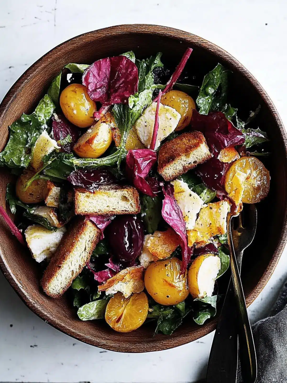 Rustic Winter Salad with Sherry Vinaigrette & Crispy Croutons 3 Rustic Winter Salad with Sherry Vinaigrette & Torn Croutons
