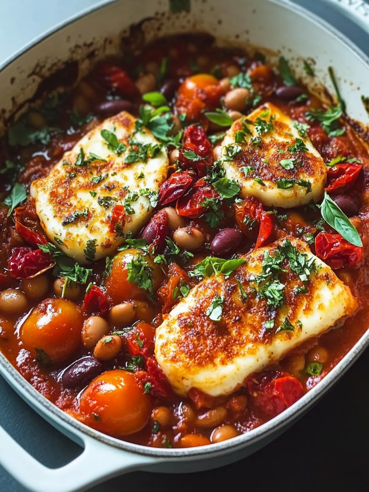 Crispy Halloumi Tomato Bean Bake for Cozy Nights In 5 Crispy Halloumi Tomato Bean Bake