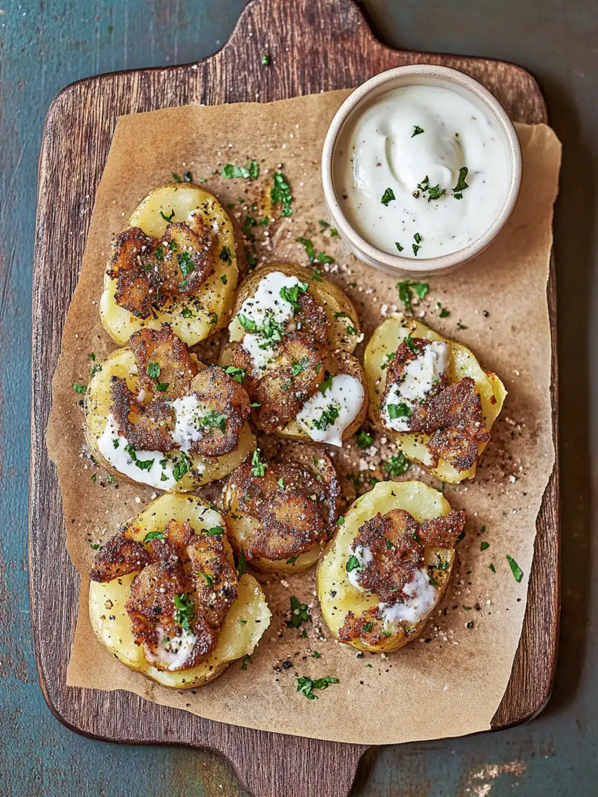 Sumac Smashed Potatoes with Horseradish Cream Bliss 2 Sumac Smashed Potatoes with Horseradish Cream