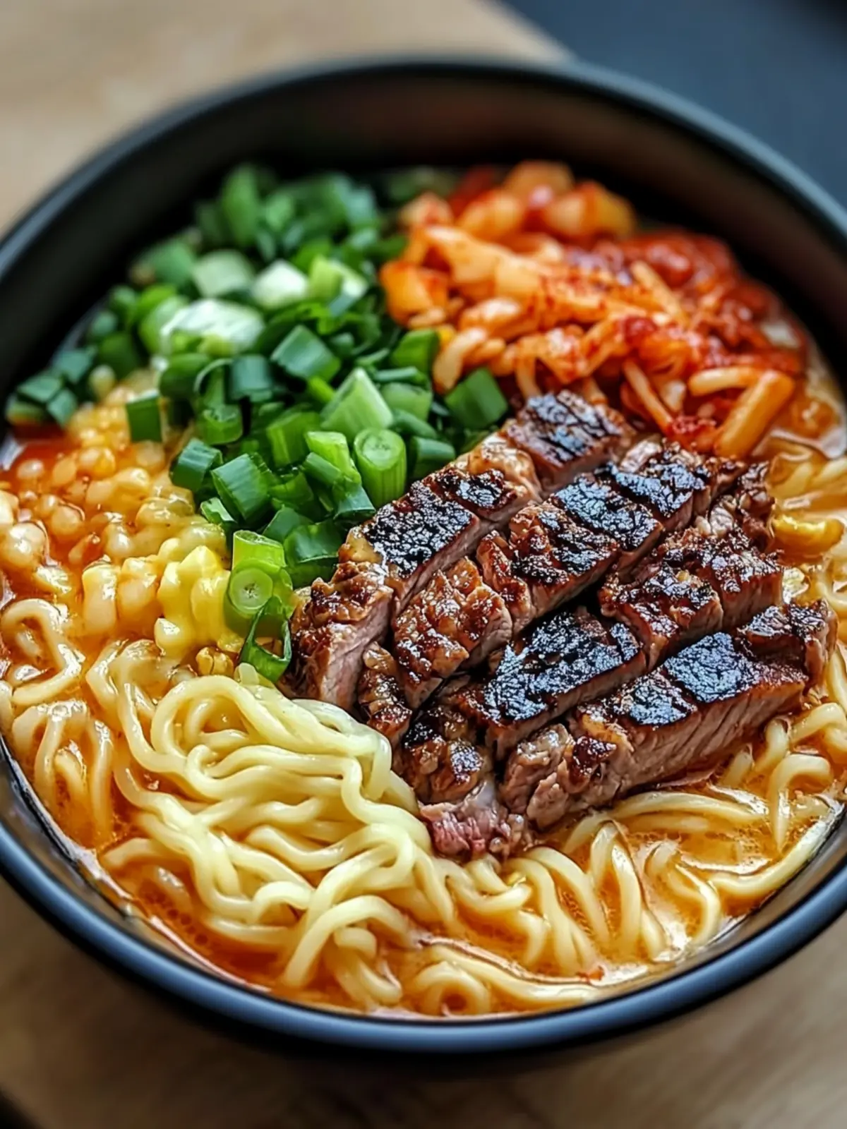Spicy Korean Ramen with Grilled Beef & Creamy Sauce Bliss 3 Spicy Korean Ramen with Grilled Beef & Creamy Sauce
