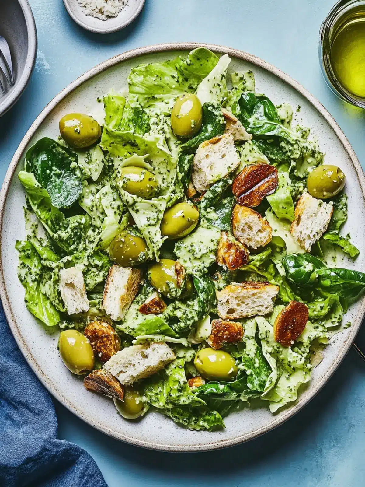 Pesto Caesar Salad with Castelvetrano Olives: A Fresh Twist 5 Pesto Caesar Salad with Castelvetrano Olives