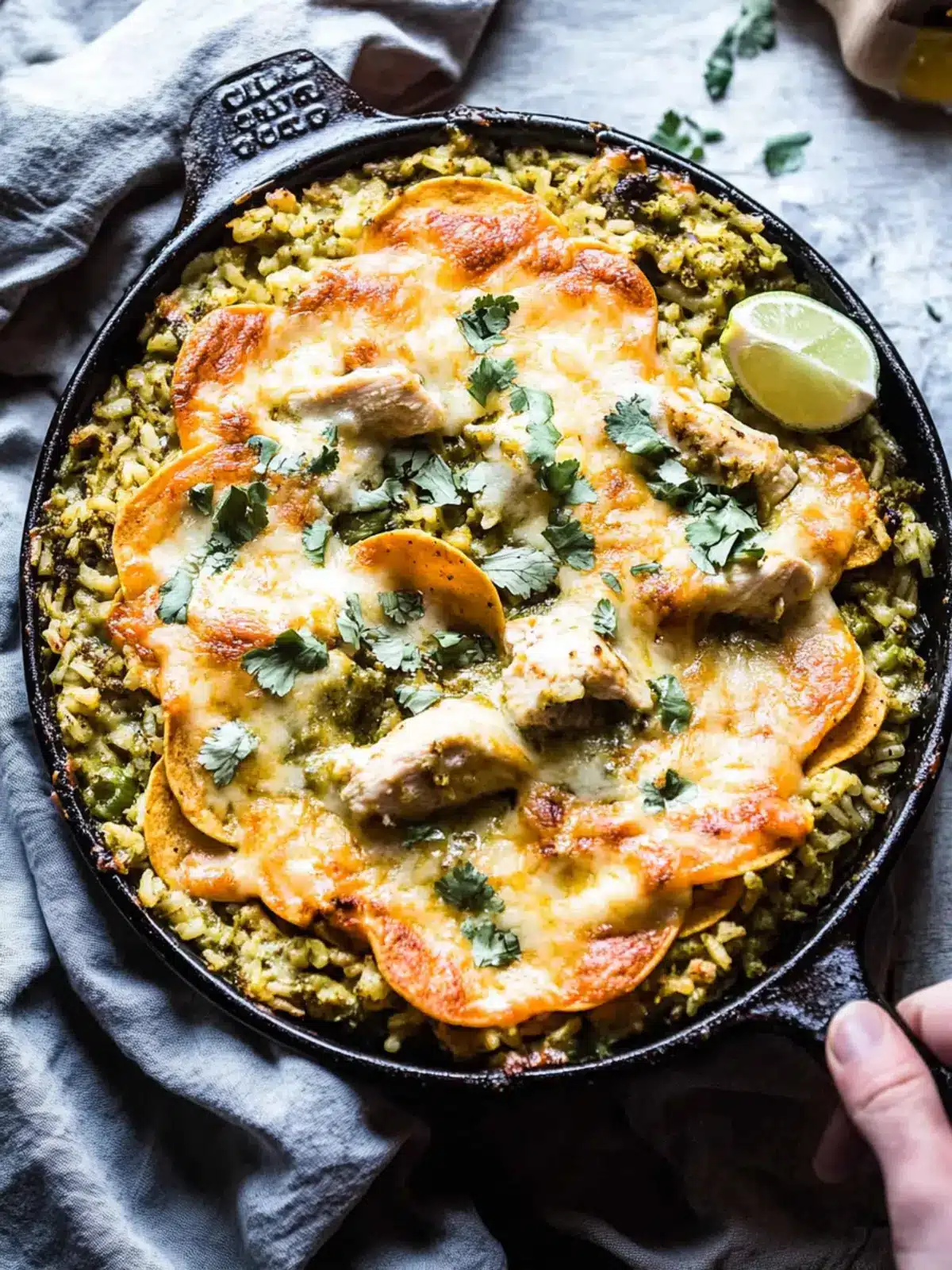 Skillet Salsa Verde Chicken Tortilla Rice Bake You’ll Love 2 Skillet Salsa Verde Chicken Tortilla Rice Bake