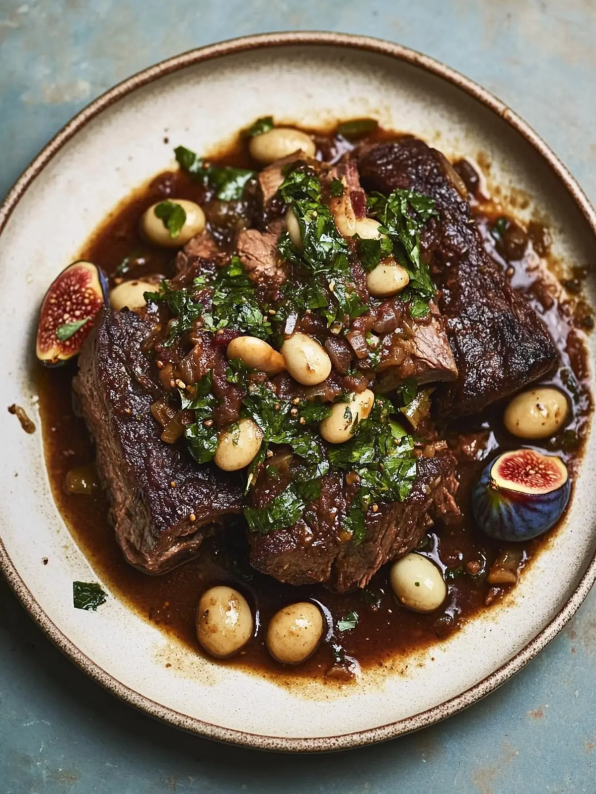 Comforting Braised Beef Short Ribs with Butterbeans and Figs 4 Braised beef short ribs with butterbeans and figs