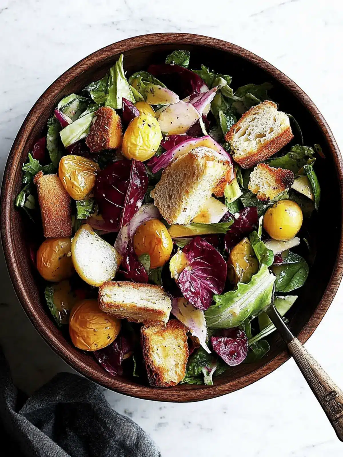 Rustic Winter Salad with Sherry Vinaigrette & Crispy Croutons 4 Rustic Winter Salad with Sherry Vinaigrette & Torn Croutons