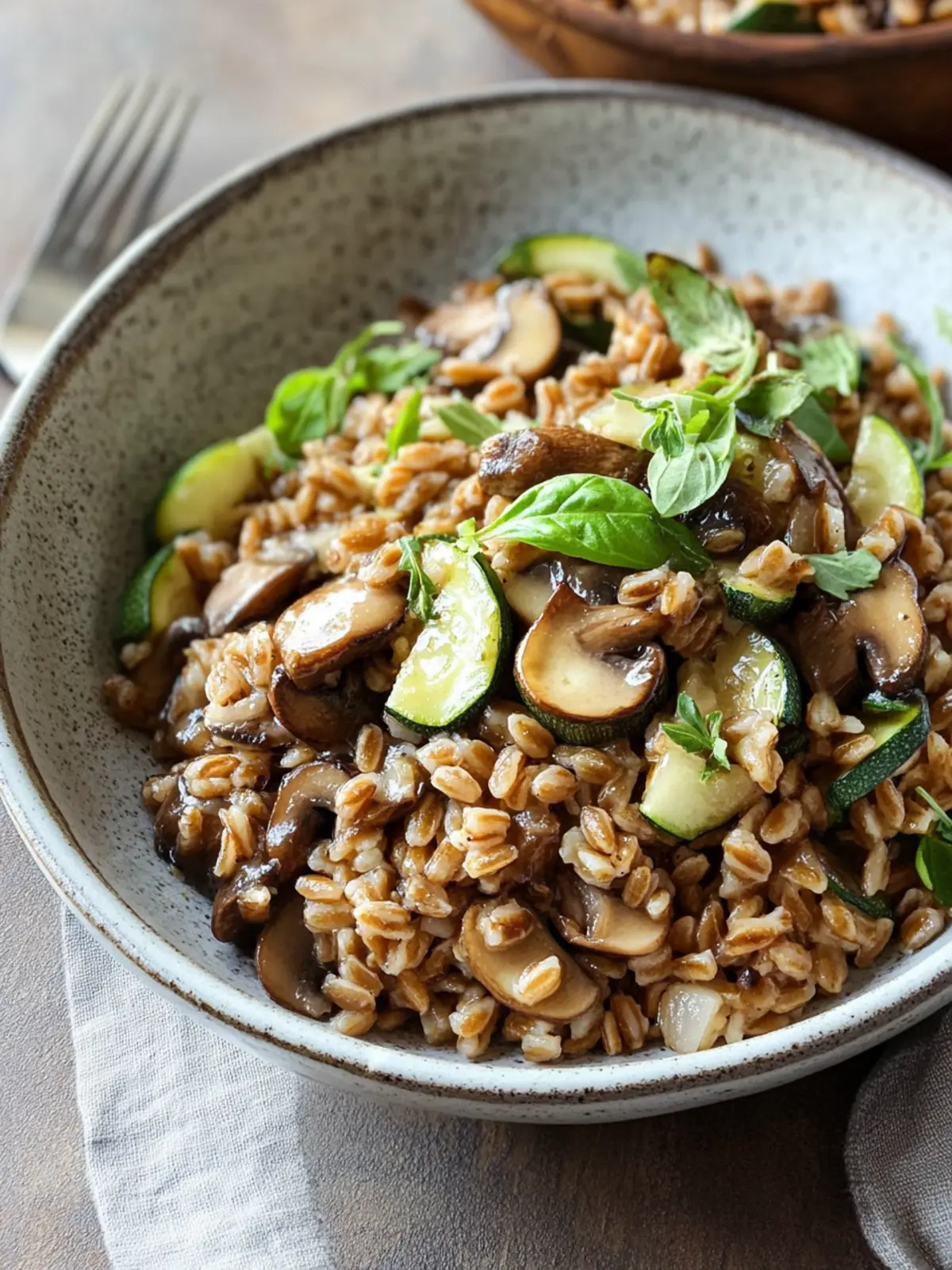 Savory Farro with Balsamic Mushrooms & Zucchini Delight 4 Farro with Balsamic Mushrooms & Zucchini