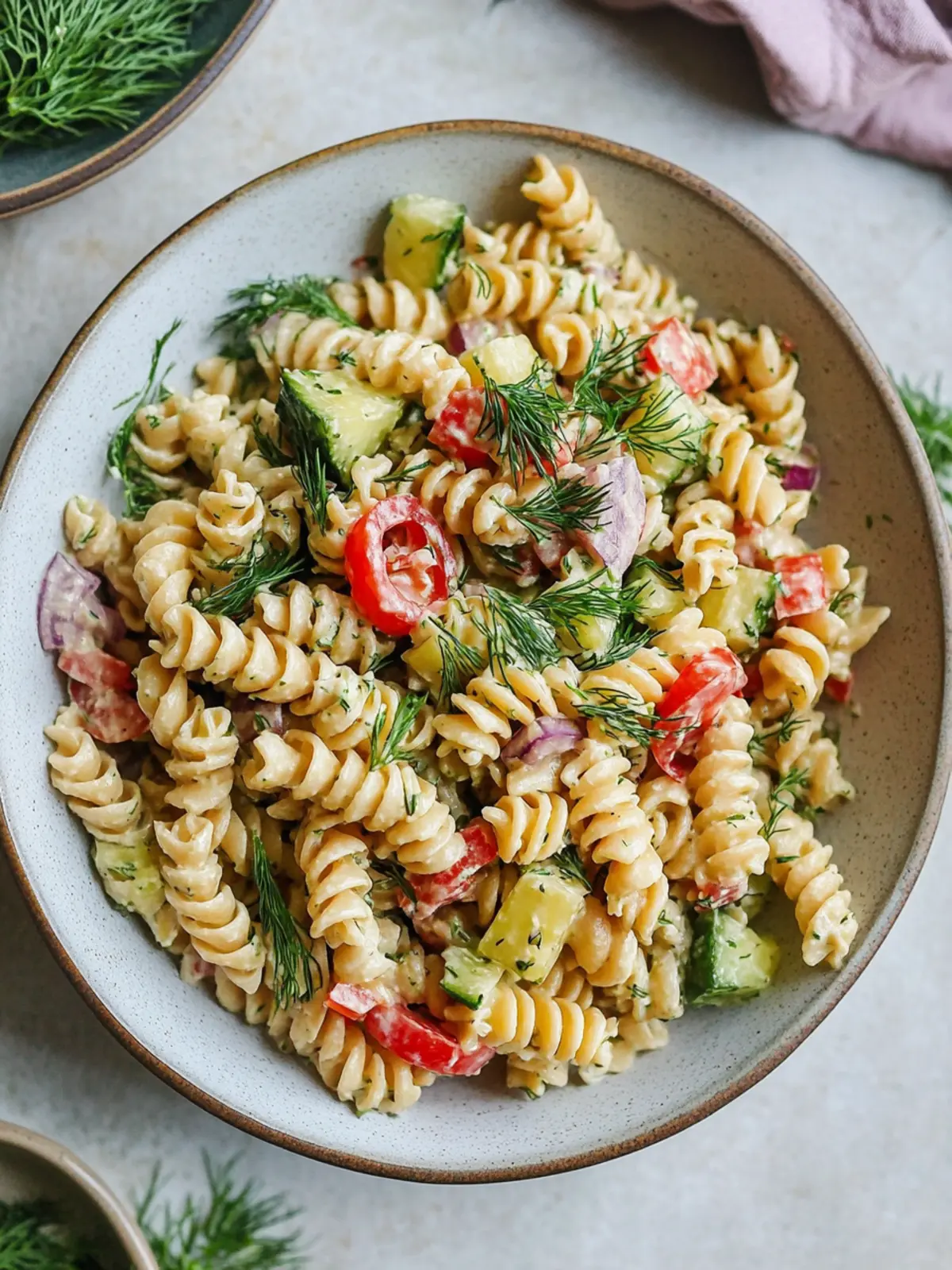 Dill Pasta Salad with Tahini Dressing for Fresh Flavors 2 Dill Pasta Salad with a Tahini Dressing