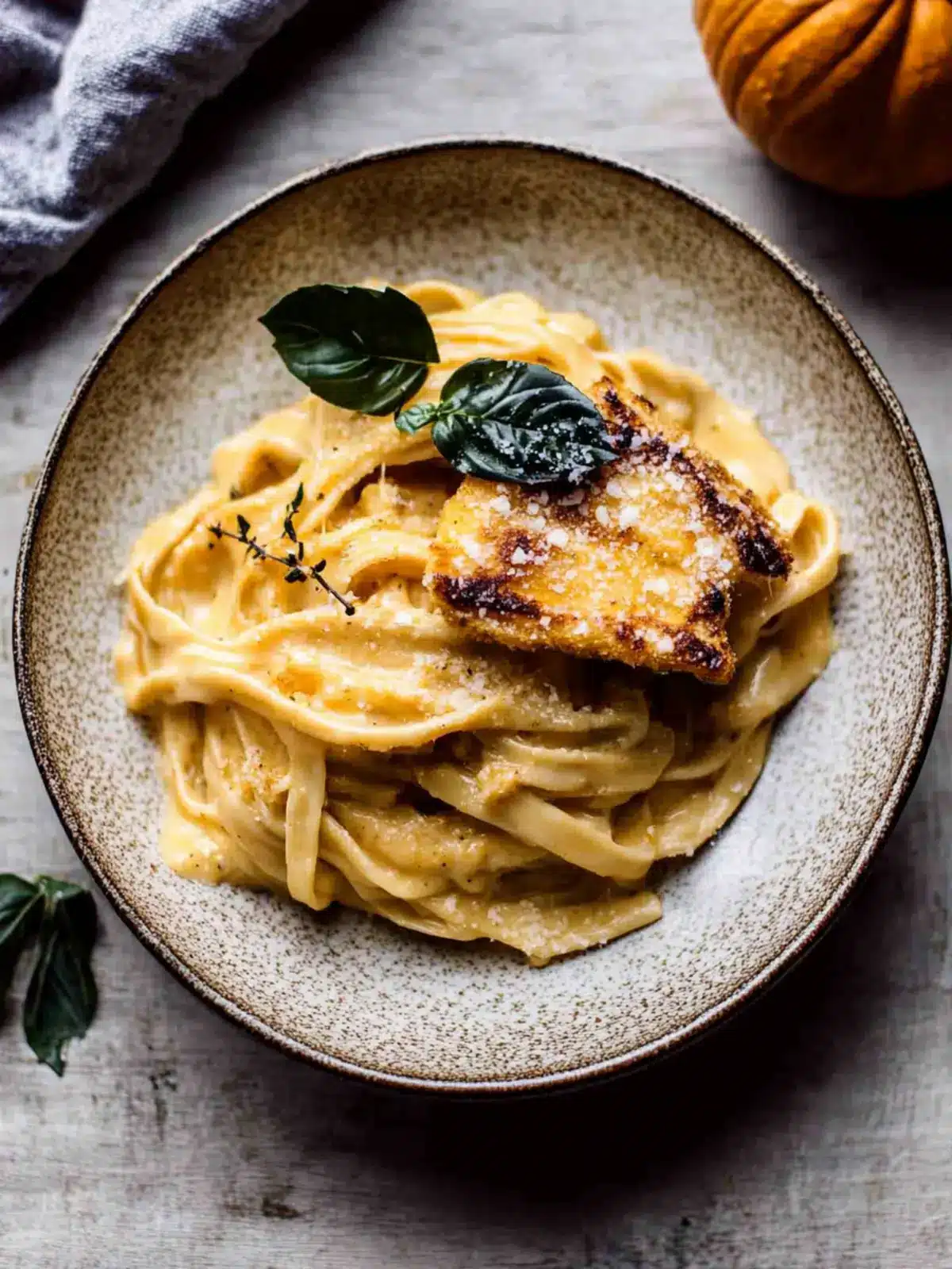 Creamy Brown Butter Pumpkin Fettuccine Alfredo with Fried Cheese 5 Brown Butter Pumpkin Fettuccine Alfredo with Fried Cheese