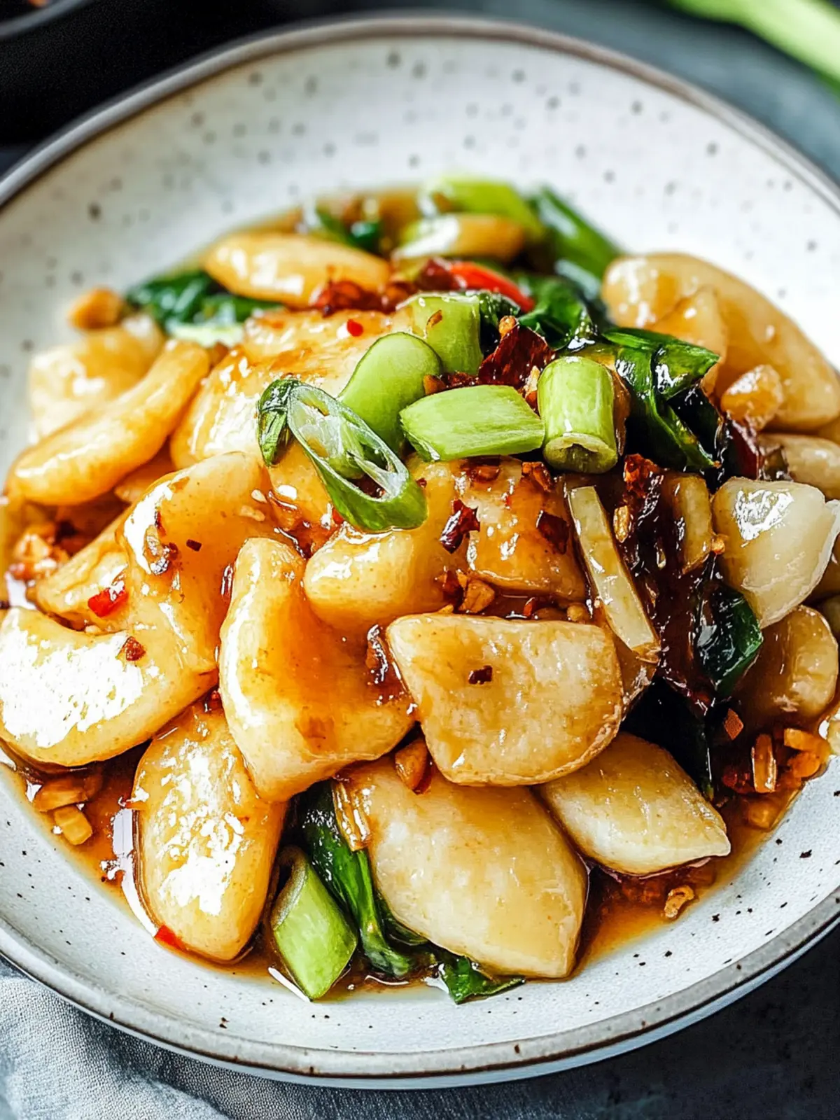 Savor Stir Fried Shanghai Rice Cakes with Chicken & Veggies 2 Stir Fried Shanghai Rice Cakes