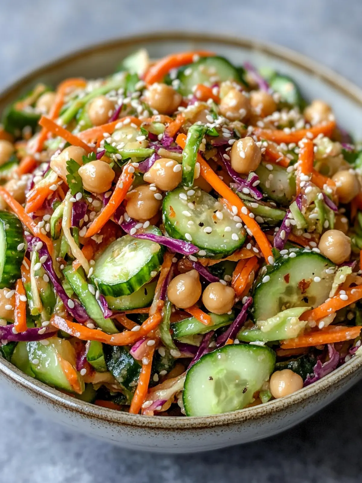 Delicious Asian Cucumber and Chickpea Slaw with Sesame Dressing 5 Asian Cucumber and Chickpea Slaw with Sesame Dressing